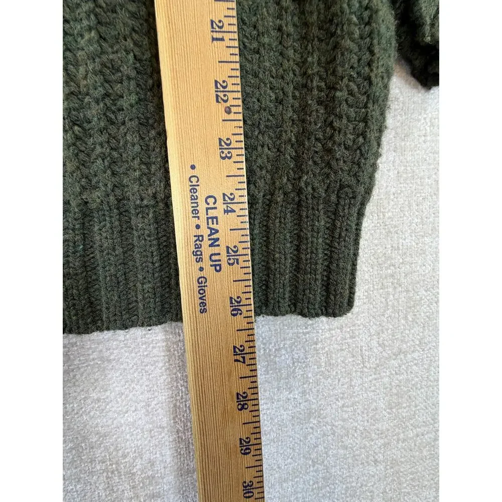 Telluride Mens Large Green Lambswool Blend Quarter Zip Textured Pullover Sweater